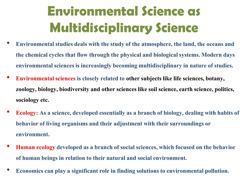 environmental science as multidisciplinary