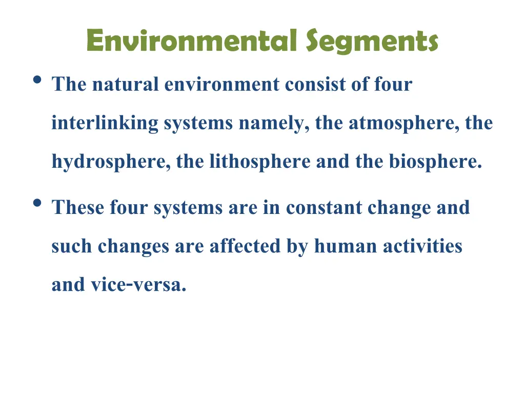 environmental segments the natural environment