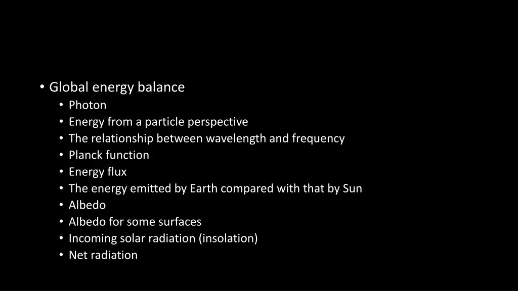 global energy balance photon energy from