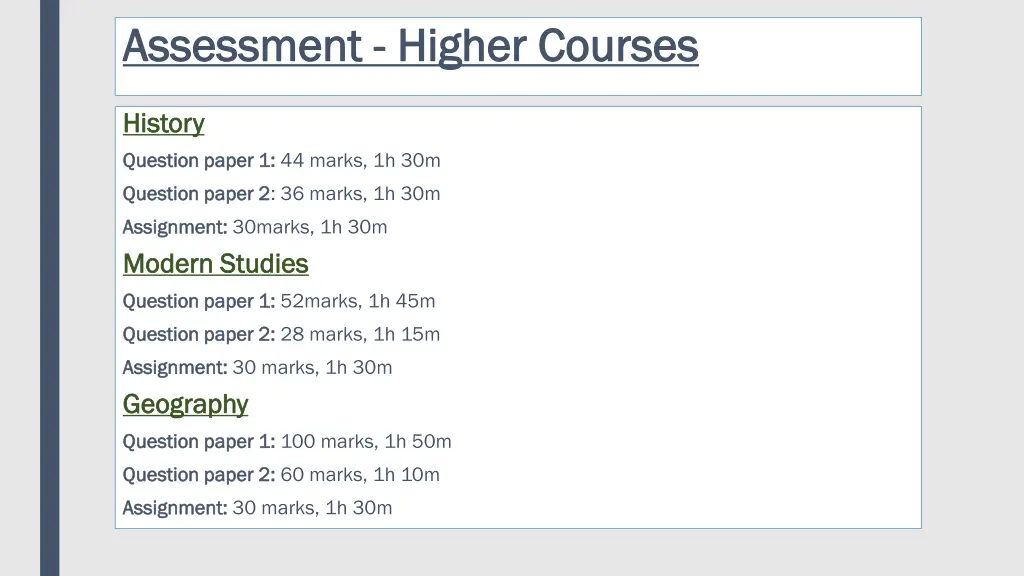 assessment assessment higher courses higher