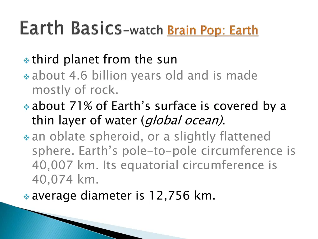 brain pop earth