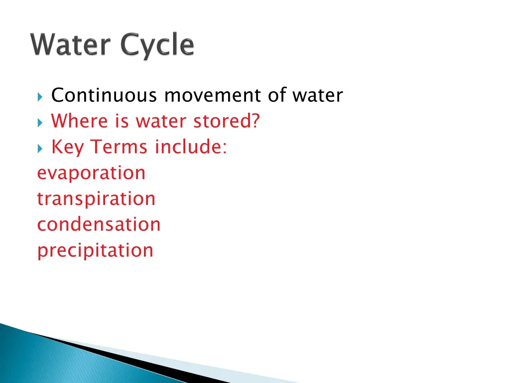 continuous movement of water where is water