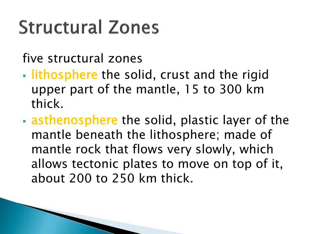 five structural zones lithosphere upper part