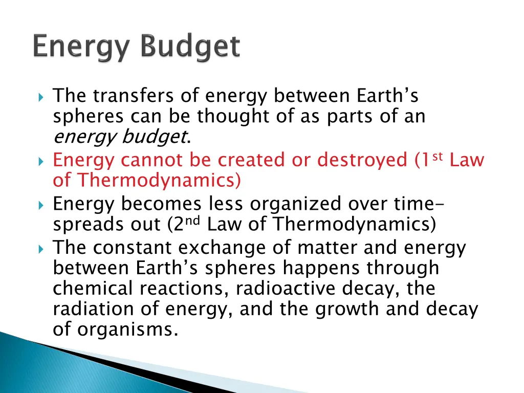 the transfers of energy between earth s spheres