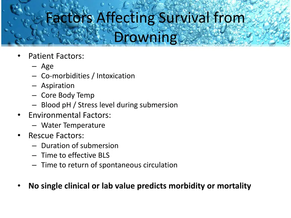 factors affecting survival from drowning