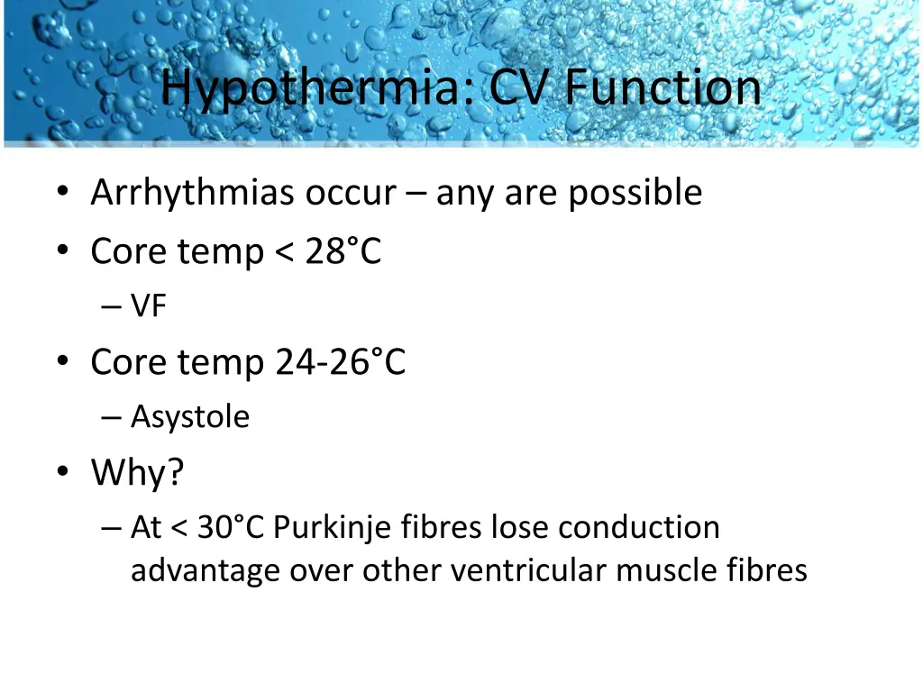 hypothermia cv function