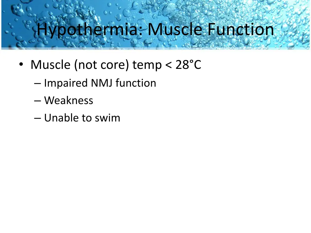 hypothermia muscle function