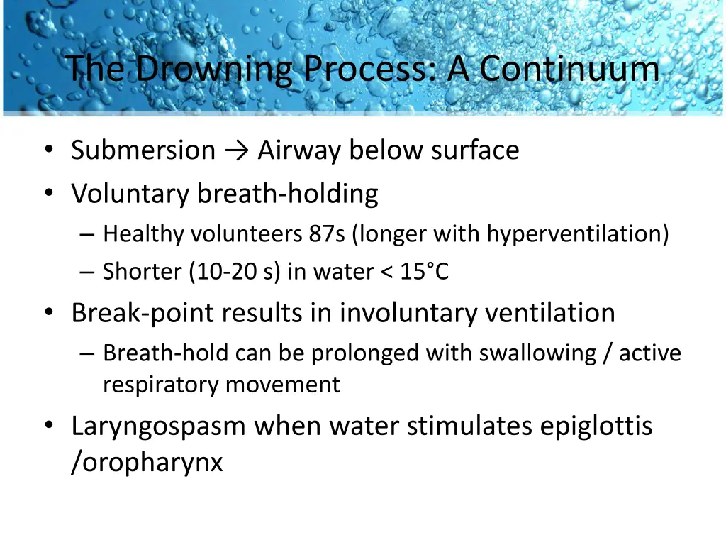 the drowning process a continuum