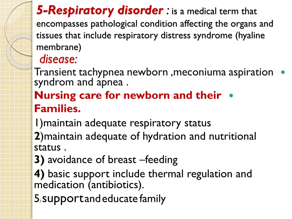 5 respiratory disorder is a medical term that