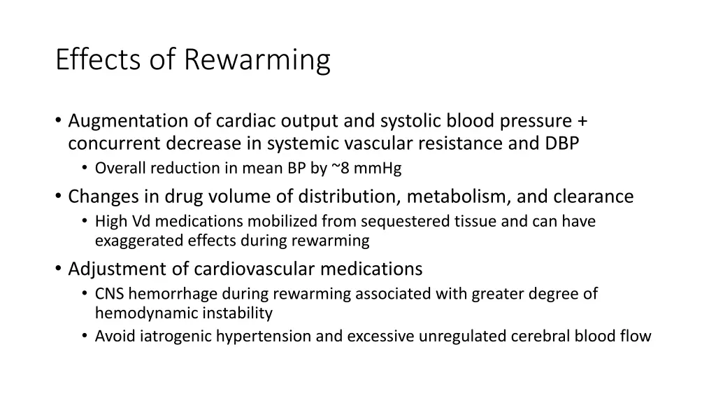 effects of rewarming