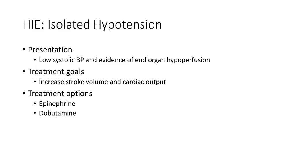 hie isolated hypotension