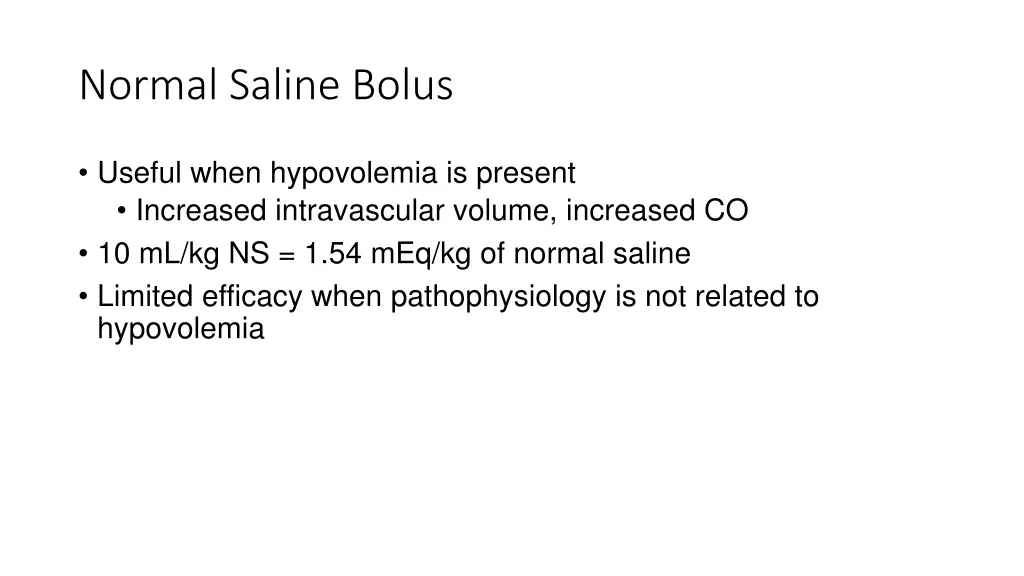 normal saline bolus