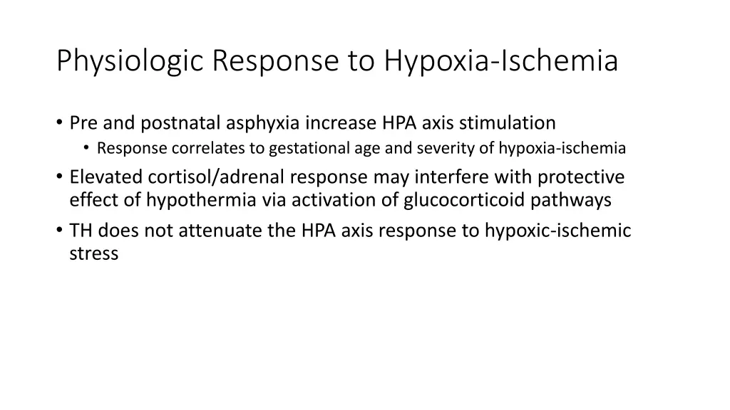 physiologic response to hypoxia ischemia