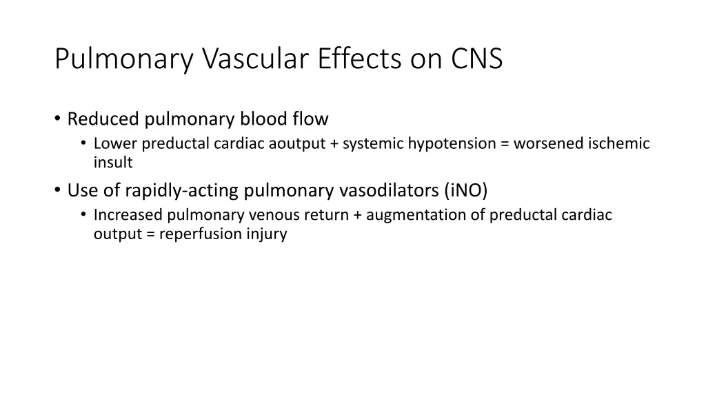 pulmonary vascular effects on cns