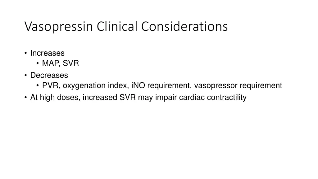 vasopressin clinical considerations