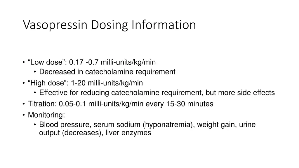 vasopressin dosing information