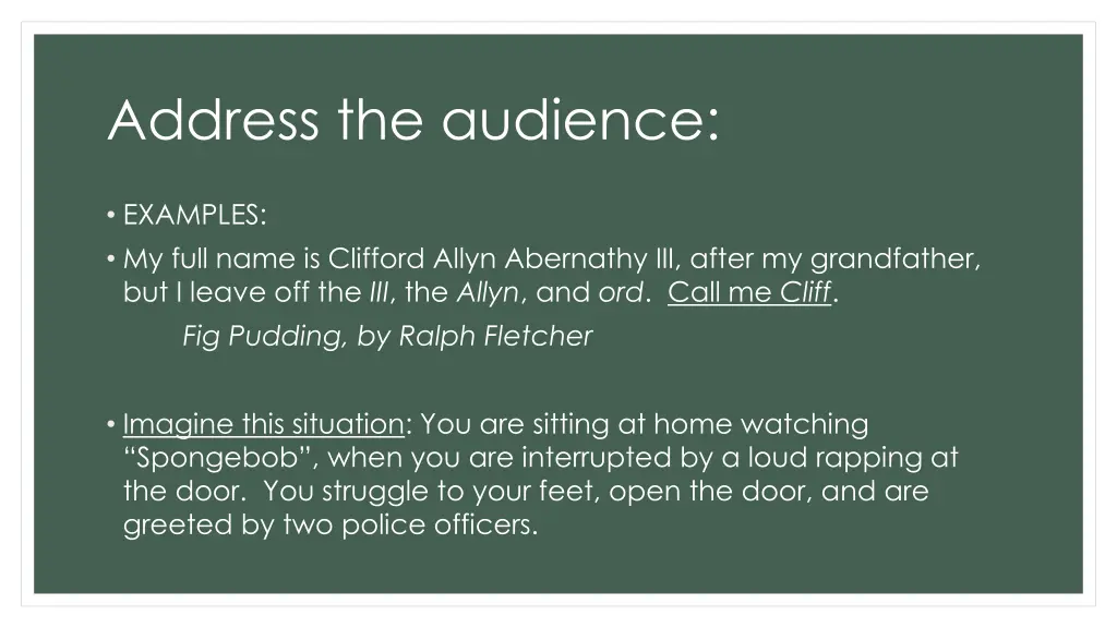 address the audience 1