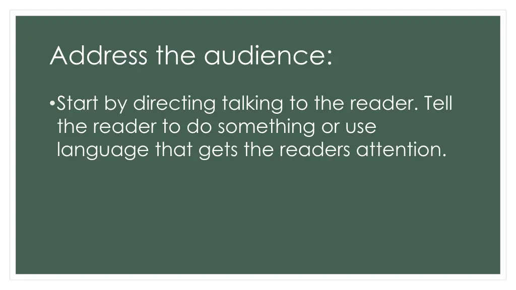 address the audience