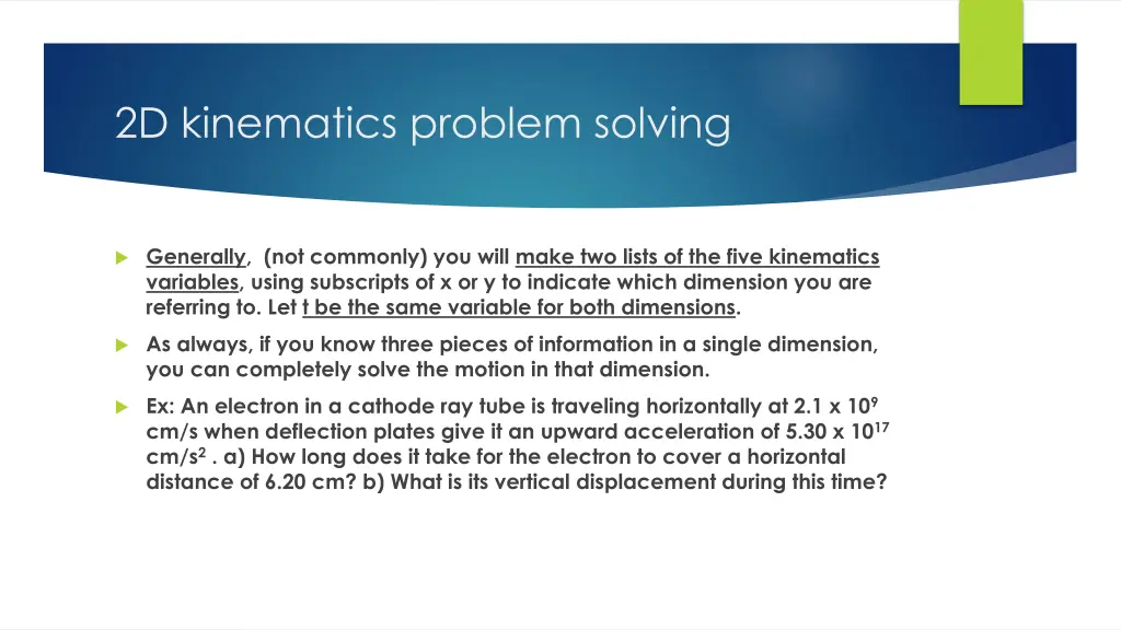 2d kinematics problem solving