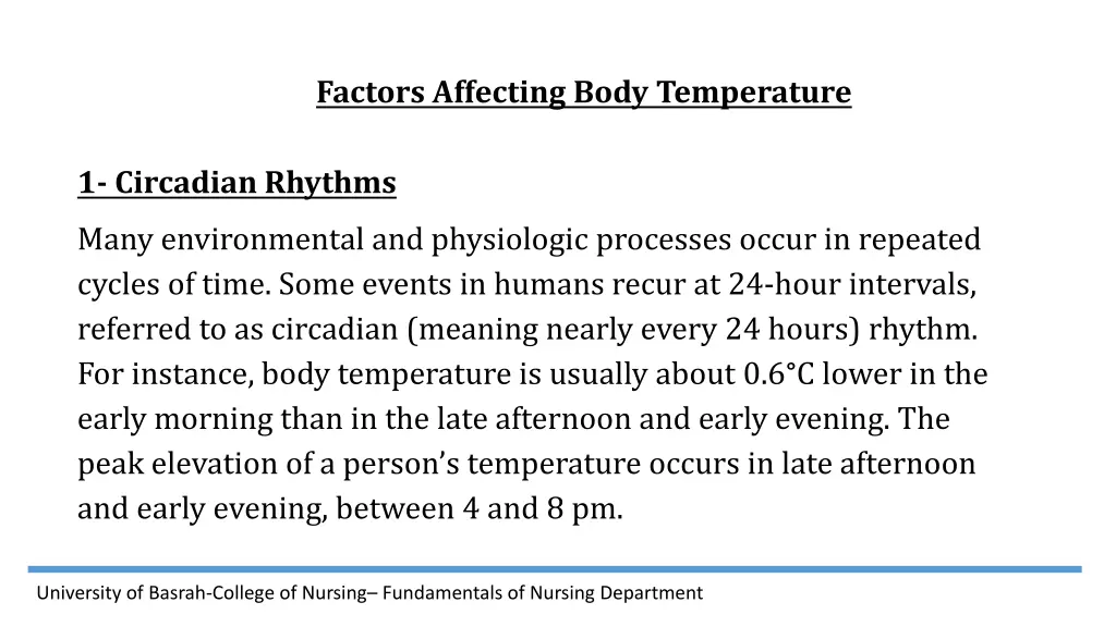 factors affecting body temperature