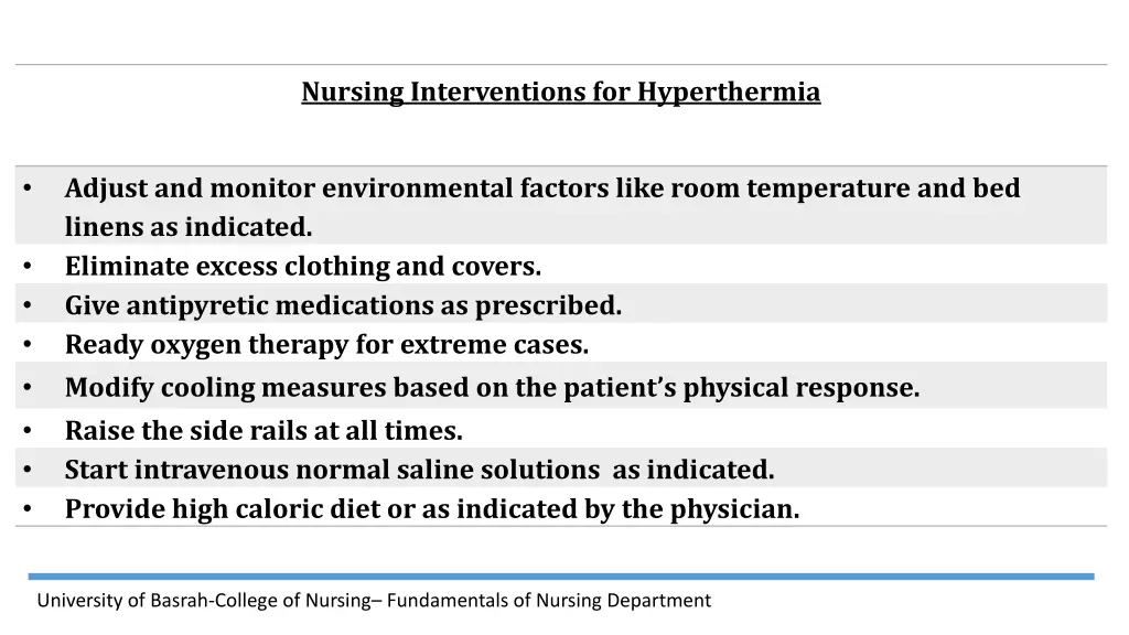 nursing interventions for hyperthermia