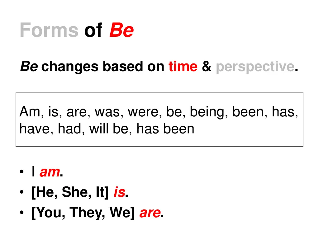 forms of be