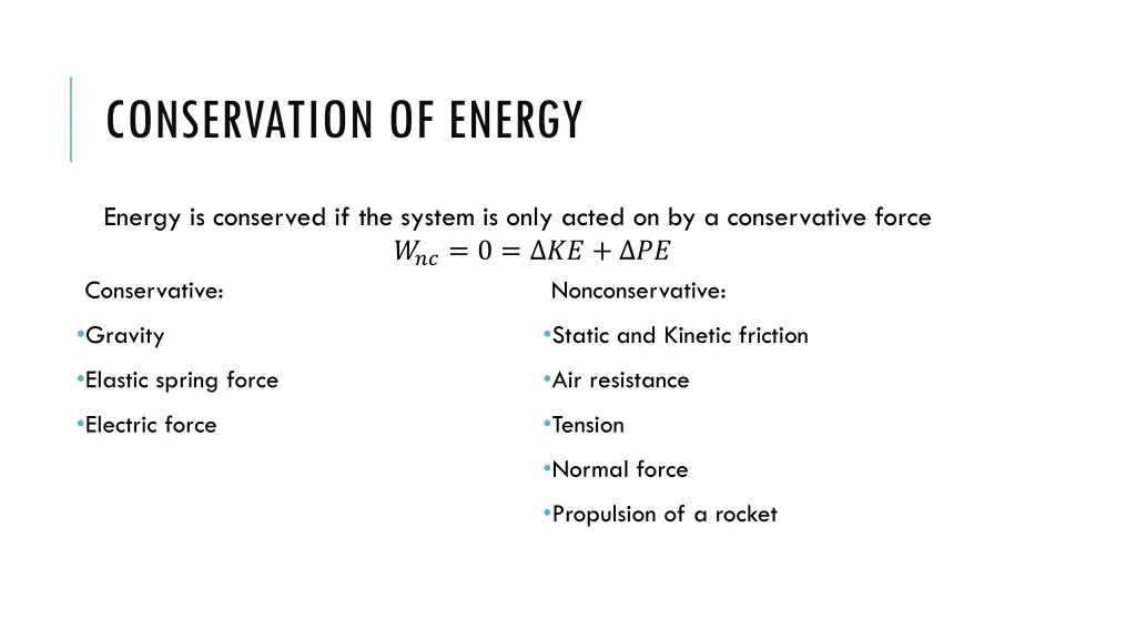 conservation of energy