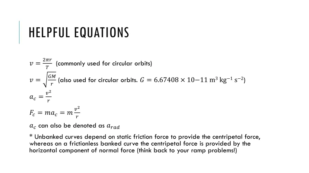 helpful equations