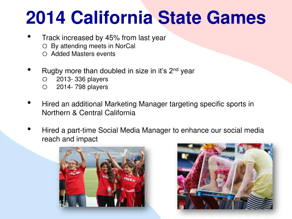 2014 california state games track increased