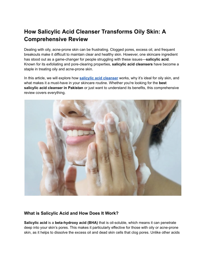 how salicylic acid cleanser transforms oily skin