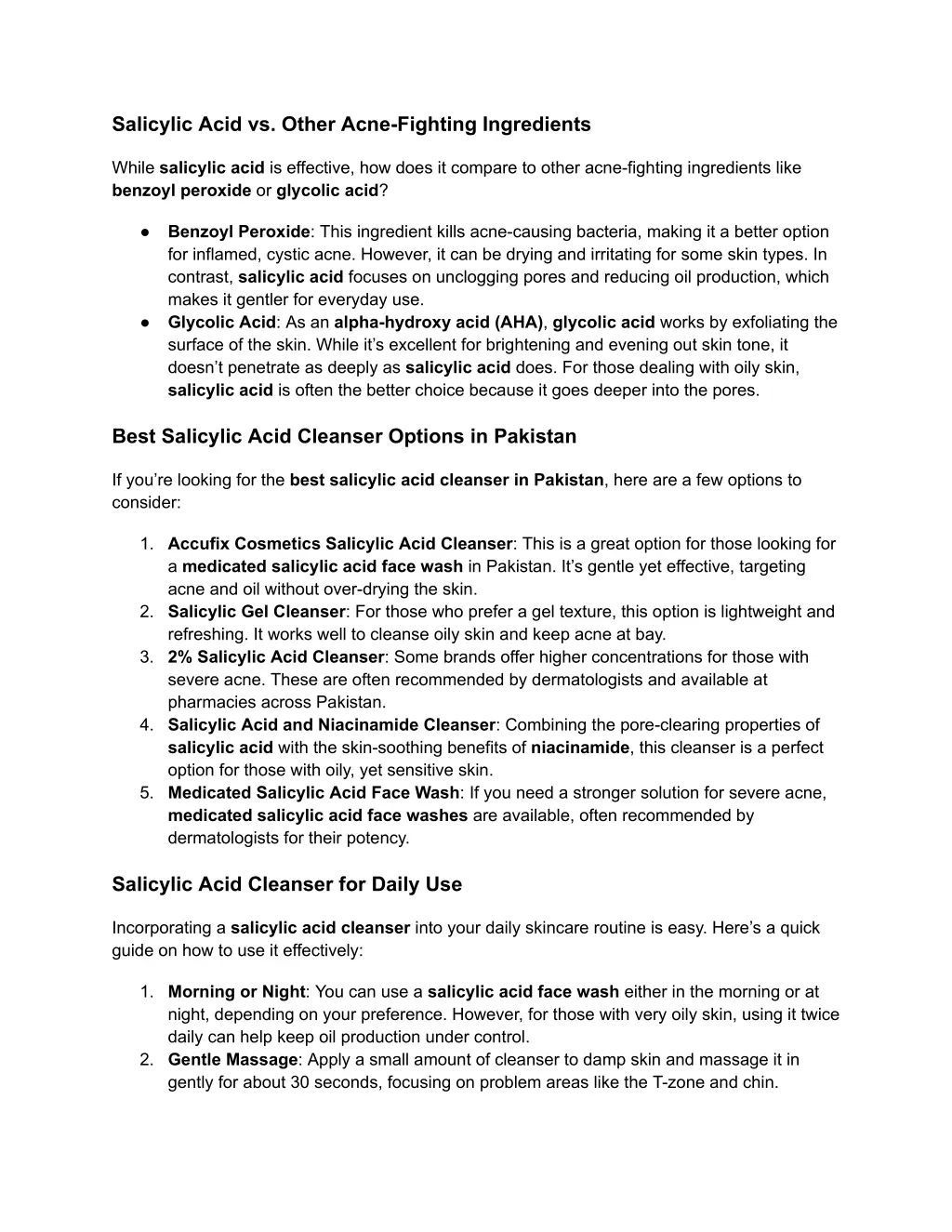 salicylic acid vs other acne fighting ingredients