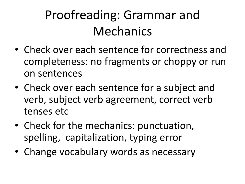 proofreading grammar and mechanics check over