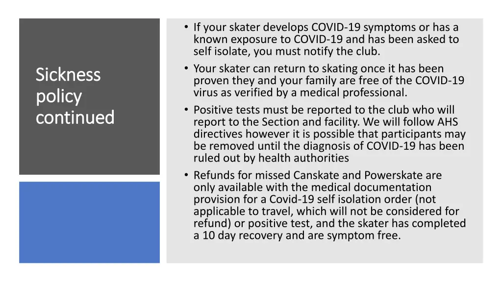 if your skater develops covid 19 symptoms