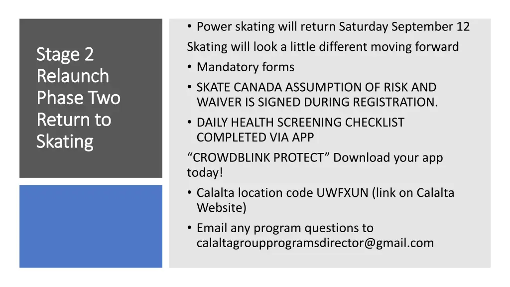 power skating will return saturday september