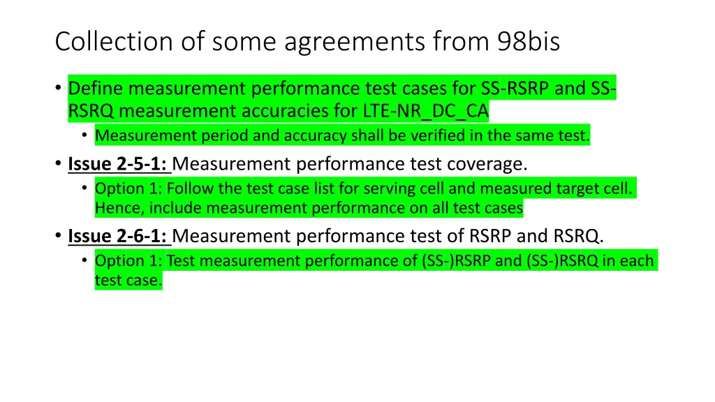 collection of some agreements from 98bis