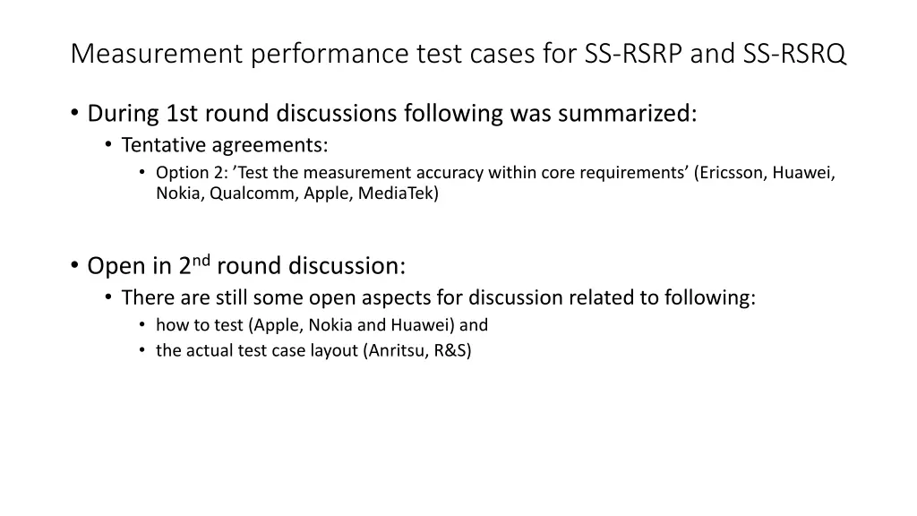 measurement performance test cases for ss rsrp