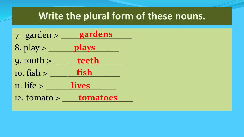 write the plural form of these nouns 1