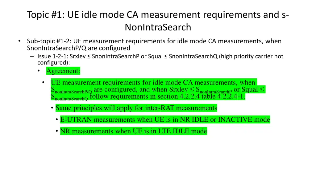 topic 1 ue idle mode ca measurement requirements 1