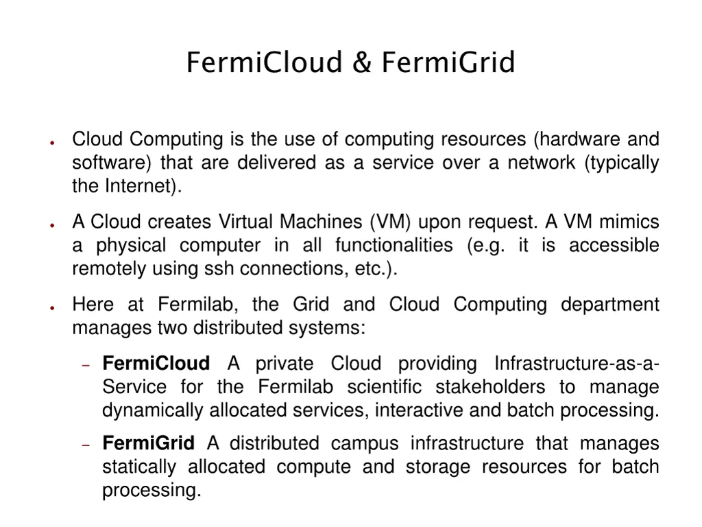 fermicloud fermigrid