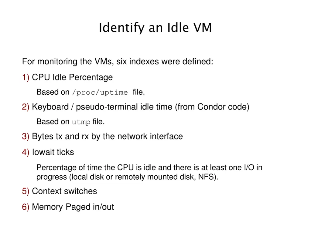 identify an idle vm 1