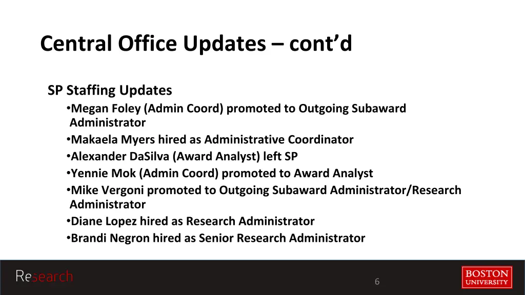 central office updates cont d