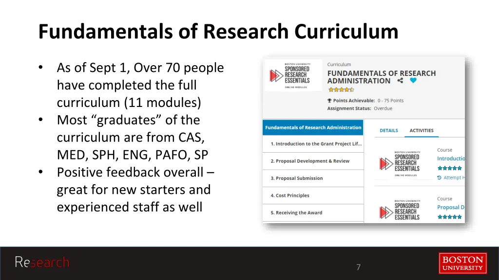 fundamentals of research curriculum