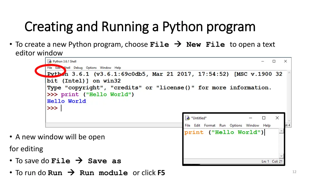 creating and running a python program creating