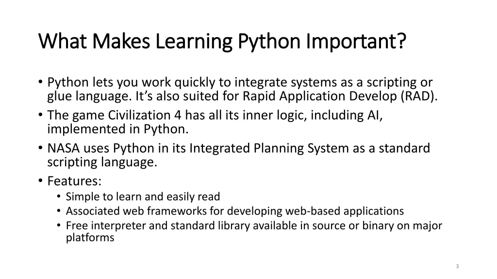 what makes learning python important what makes