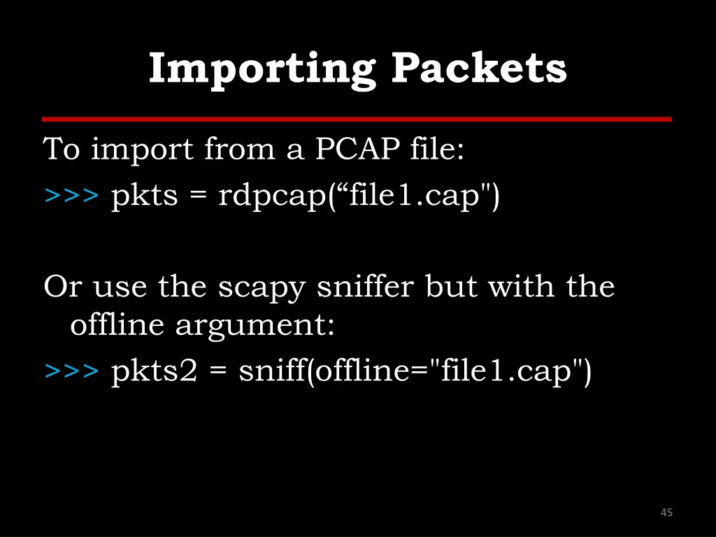 importing packets