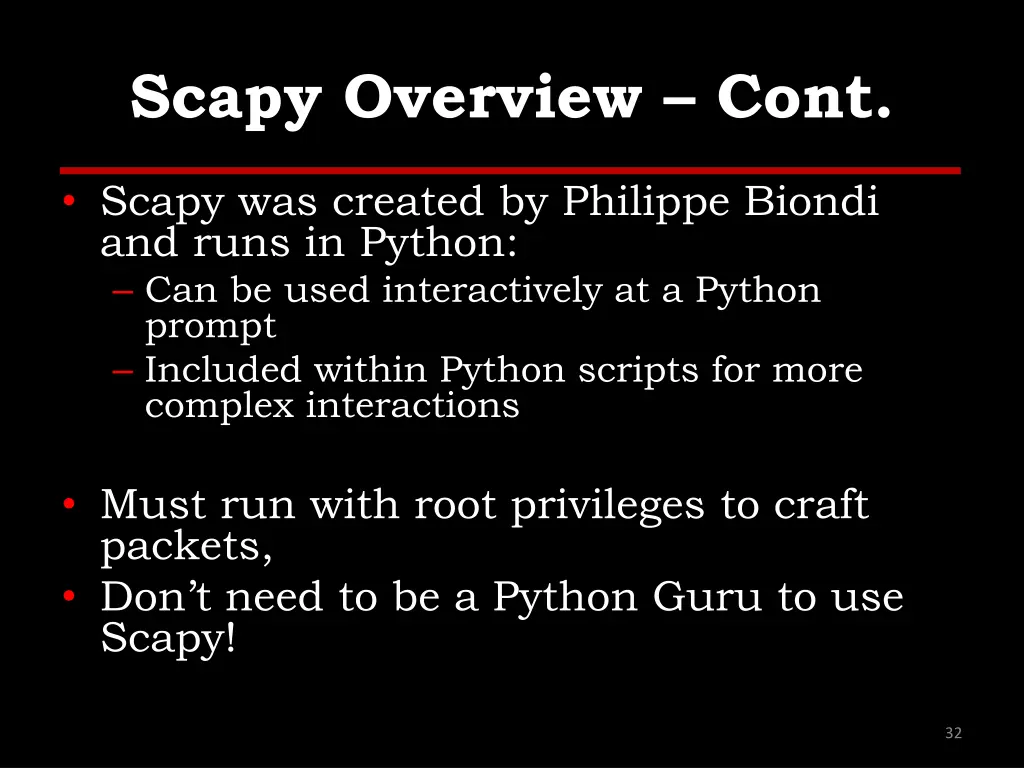 scapy overview cont