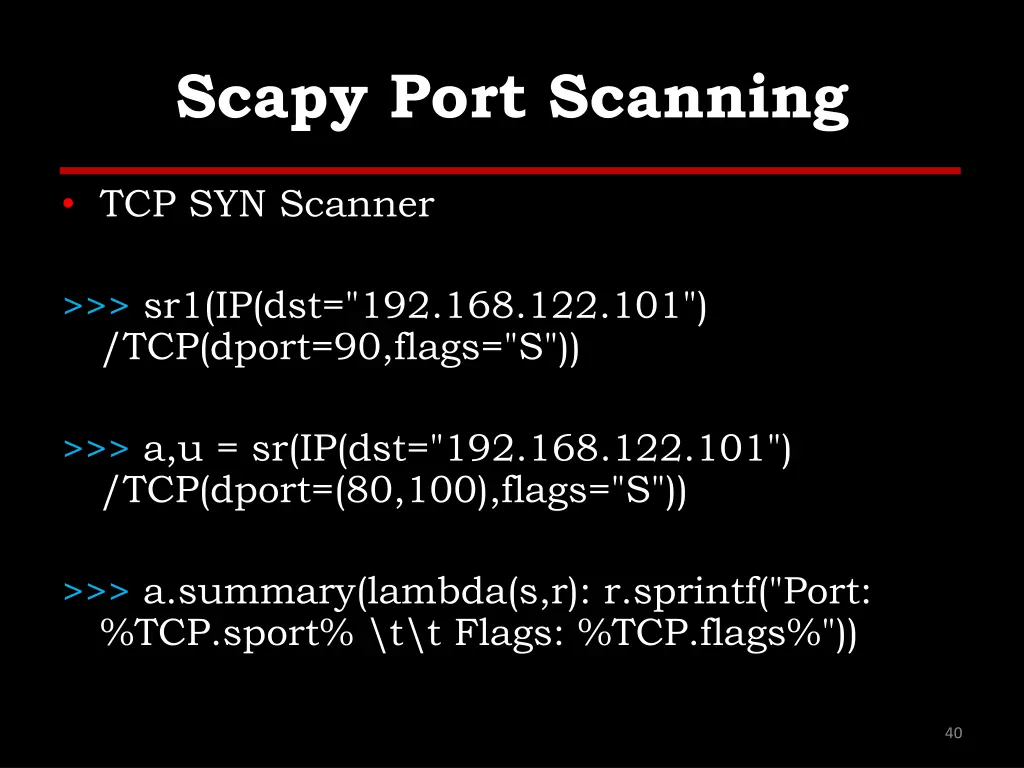 scapy port scanning