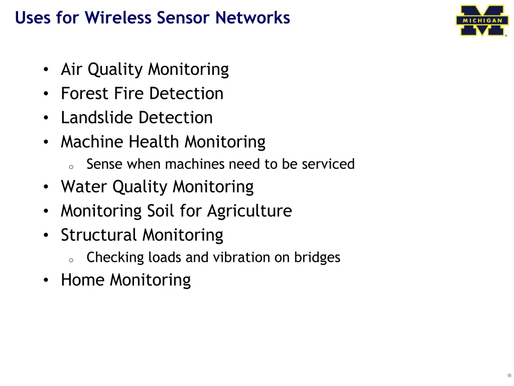 uses for wireless sensor networks