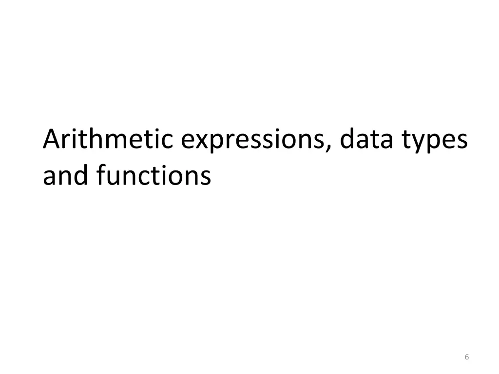 arithmetic expressions data types and functions