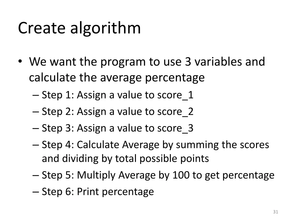 create algorithm